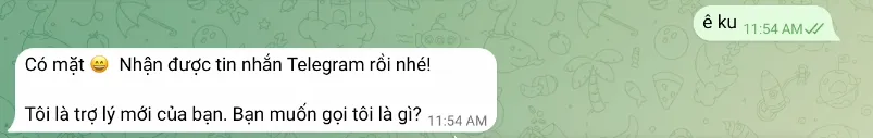 Bot AI trả lời tin nhắn đầu tiên trên Telegram